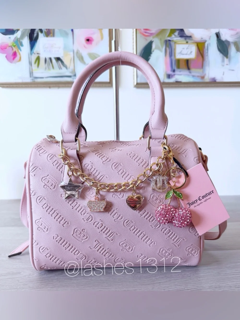 JUICY COUTURE Bag Not Your Babe Satchel with Swag Chain - Blush Pink - Picture 1 of 8